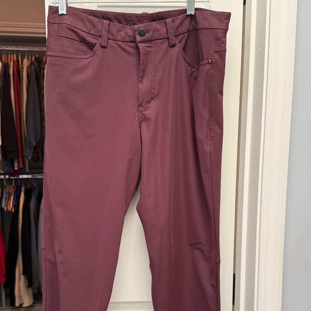 Men's Lululemon ABC Classic-Fit 5 Pocket Pant 32"L Warpstreme - Maroon/Burgundy